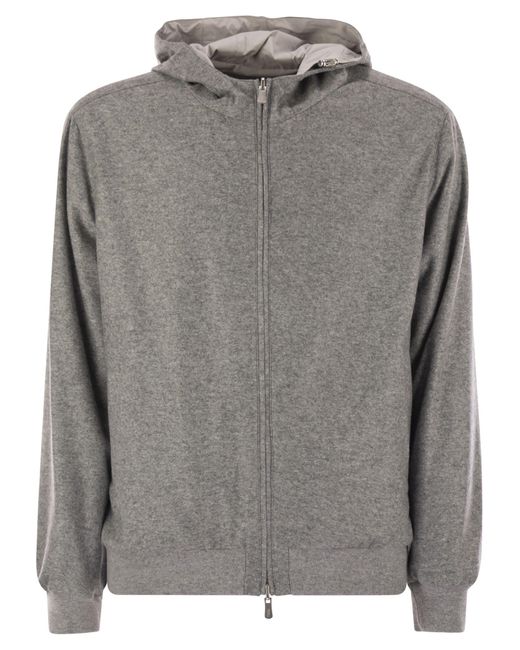 Fedeli Gray Reversible Bomber Jacket With Hood for men
