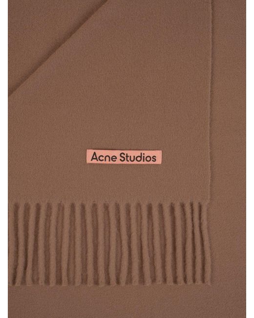 Acne Brown Logo Patch Fringed Scarf for men