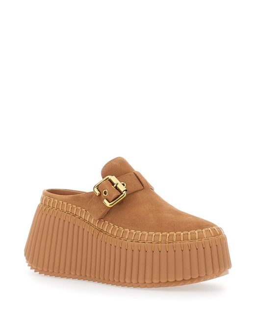 Chloé Brown Mules Nama Suede Leather