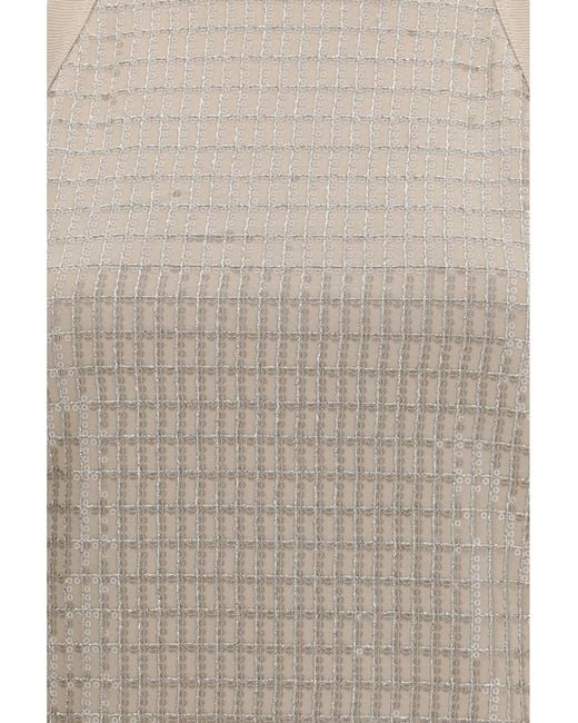 Brunello Cucinelli Gray Top Cotton With Luminous Embroidery Cotton; Elastane
