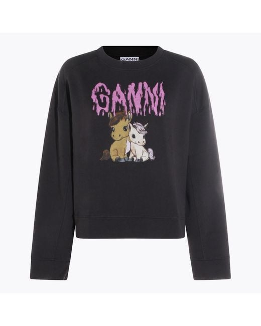 Ganni Black Phantom Cotton Sweatshirt