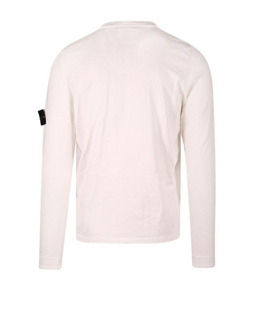 Stone Island Pink Compass Patch Crewneck Knitted Jumper for men