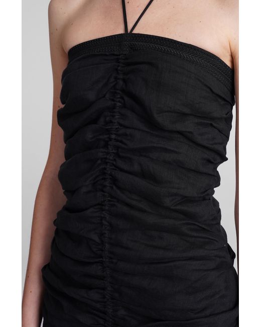 Isabel Marant Emanuela Dress In Black Ramie