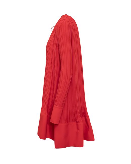 Lanvin Red Mini Dress With Ruffles