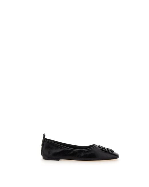 Tory Burch Leather Ines Ballet Tripon Lesther Ballet Flats in Black | Lyst