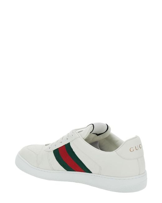 Gucci White Low Sneakers Screener Leather Lambskin Trainers for men