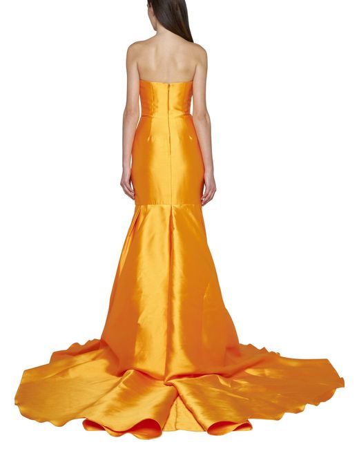 Solace London Orange Neva Train Mini Dress