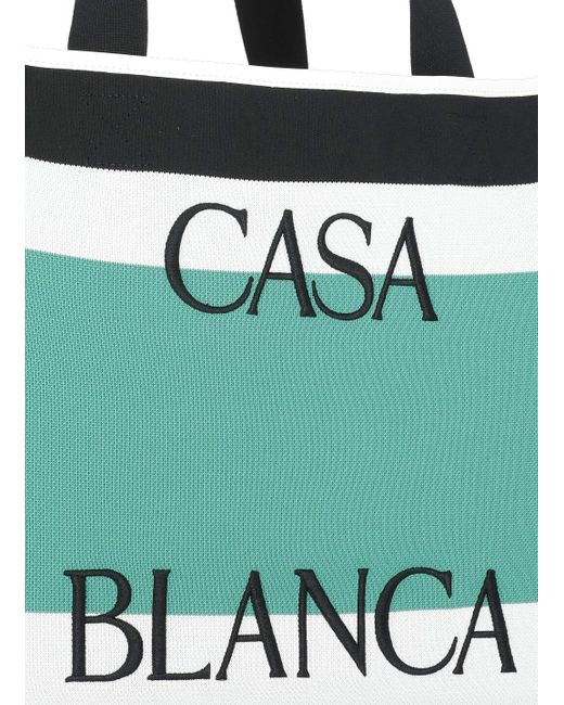 Casablancabrand Green Shopping Bag With Logo