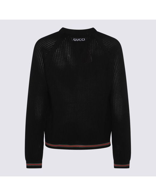 Gucci Black Cotton Knitwear for men