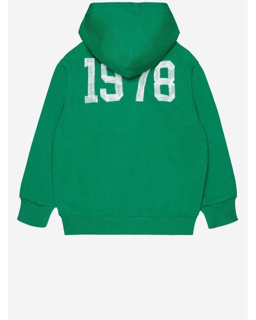 DIESEL Green Cotton Hoodie With Logo Cotton; Rib: Hoods & Sweatshirts for men