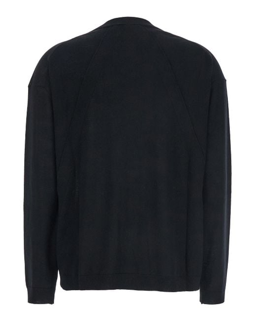 Semicouture Black Sweater With V Neck And Ribbed Trims