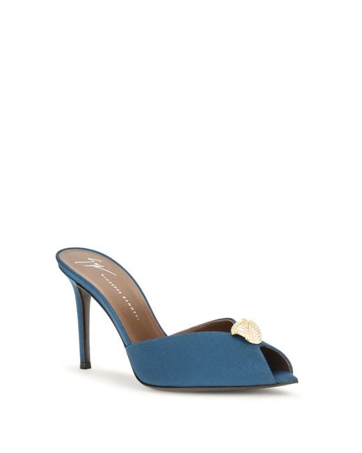 Giuseppe Zanotti Blue Intrigo Cocktail Mules Sandals Calf Leather Bos Taurus
