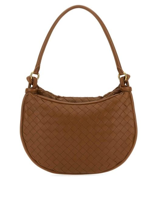 Bottega Veneta Brown Caramel Leather Medium Gemelli Shoulder Bag