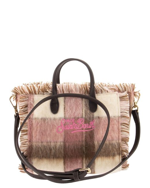 Mc2 Saint Barth Pink Mini Vanity Bag With Fringes And Check Pattern