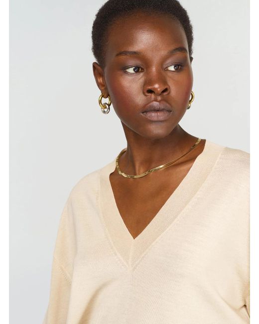 Semicouture White Silvye Metallic Necklace With Flat Design And Rear Claw-Clasp Closure