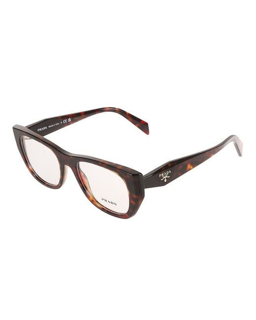 Prada Brown Flame Effect Logo Sided Glasses
