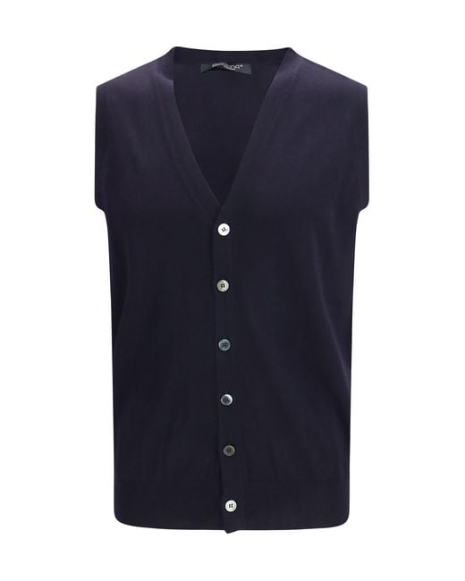 Aragona Cashmere Blue Merino Wool Vest Ovis Aries Knitwear for men