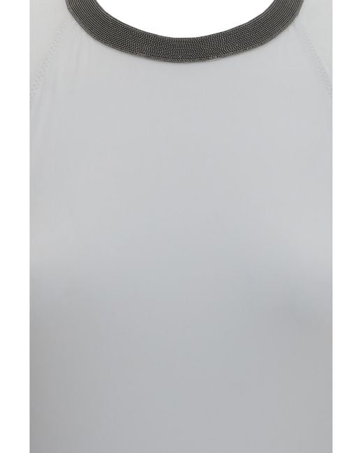 Brunello Cucinelli Gray One-Piece Swimsuit With Monili Embellishment Polyamide; Elastane Swimwear
