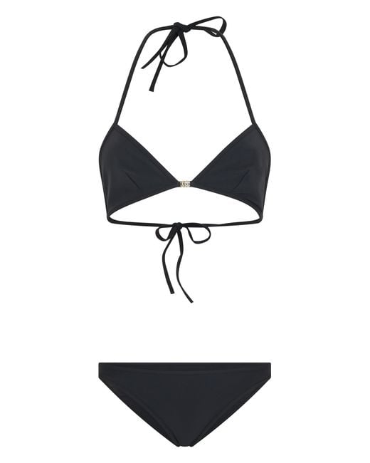 Gucci White Bikini Triangle Polyamide Bikinis