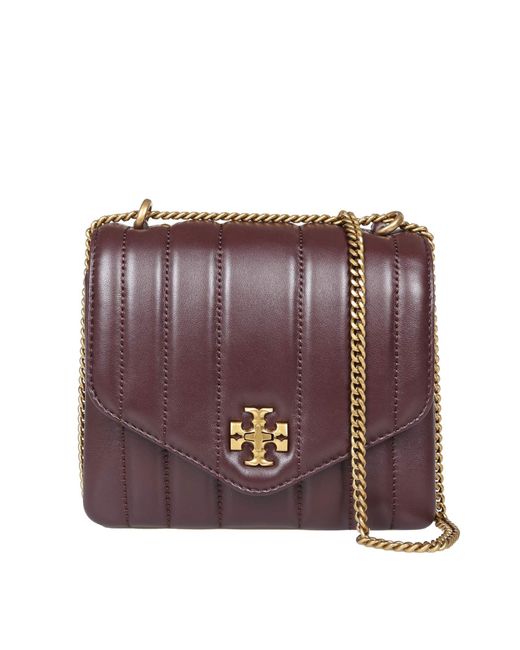 Tory Burch Purple Kira Square Crossbody In Quilted Leather