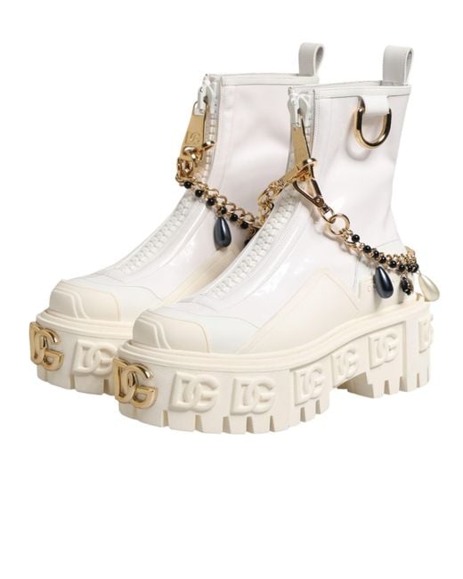 Dolce & Gabbana Natural Leather Rubber Logo Ankle Boots Shoes Co+Pl+Pu+20Lf