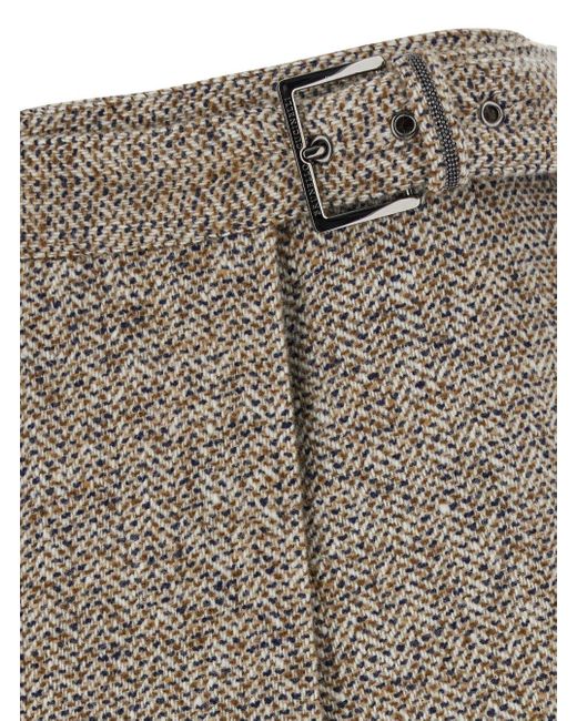 Brunello Cucinelli Gray Skirt With Belt And Pleated Details