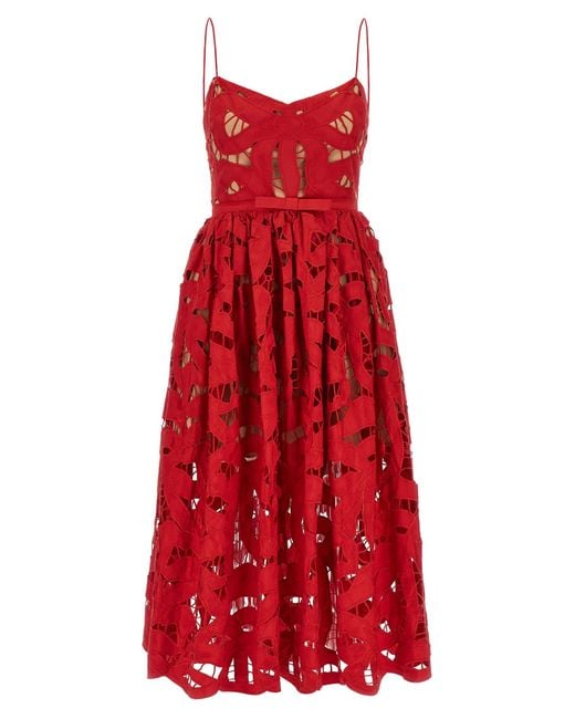 Self-Portrait Bow Embroidered Midi' Dress