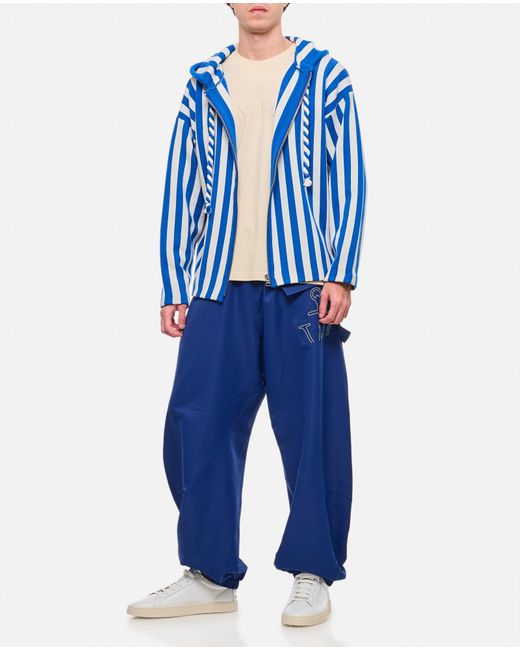 J.W. Anderson Blue Striped Zipped Anchor Hoodie for men