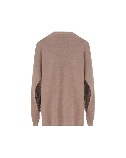 Fendi Brown V-Neck Knit Sweater