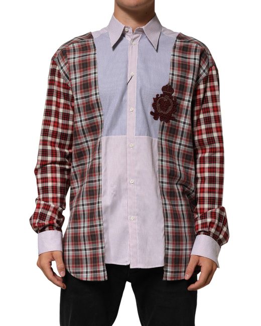 Dolce & Gabbana Cotton Collared Checkered Shirt for men