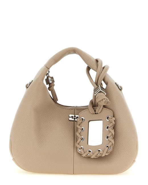 Ganni Metallic Butterfly-Embellished Faux Leather Mini Bag