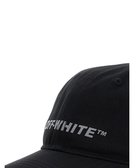 Off-White c/o Virgil Abloh Black Baseball Cap With Logo Lettering Fabric Hat for men