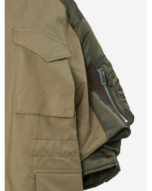 Sacai Green Short-Sleeve Cotton Jacket