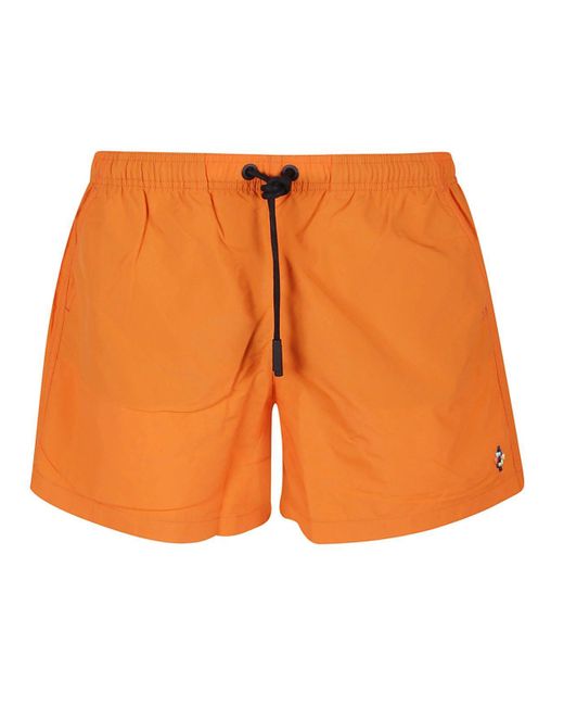 Marcelo Burlon Orange Drawstring Swim Shorts for men