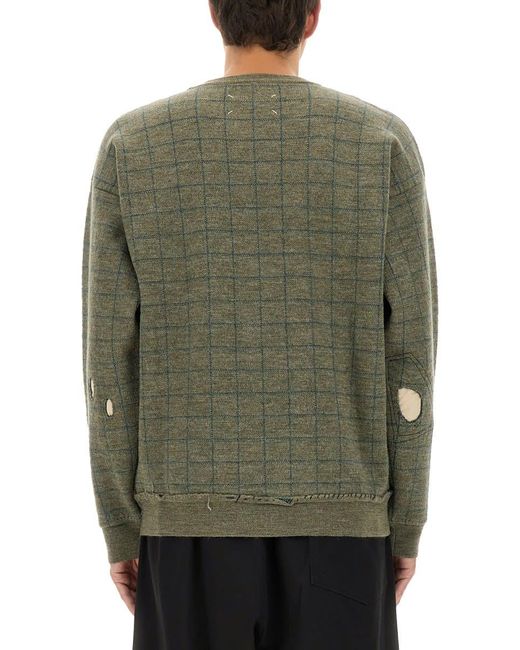 Maison Margiela Green Sweatshirt With Worn Effect for men