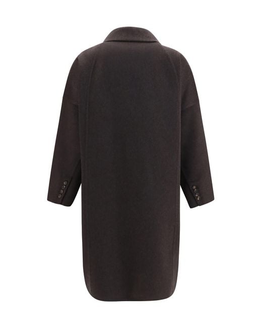 Brunello Cucinelli Black Cashmere Coat Kashmir/Capra Hircus