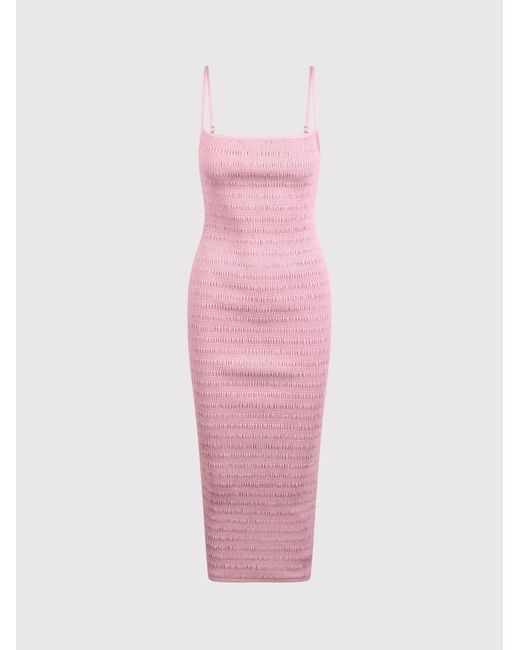 Nanushka Pink Vegan Leather Midi Dress