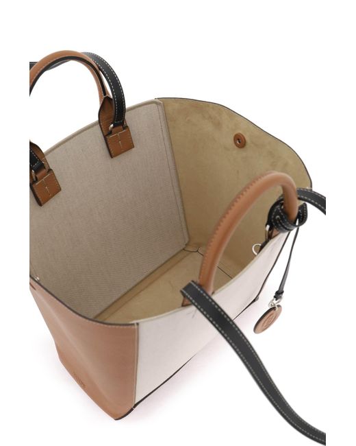 Tod's Natural Canvas & Leather Small Tote Bag