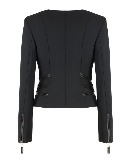 Elisabetta Franchi Black Jacket Double Crêpe With Zip Details Polyester