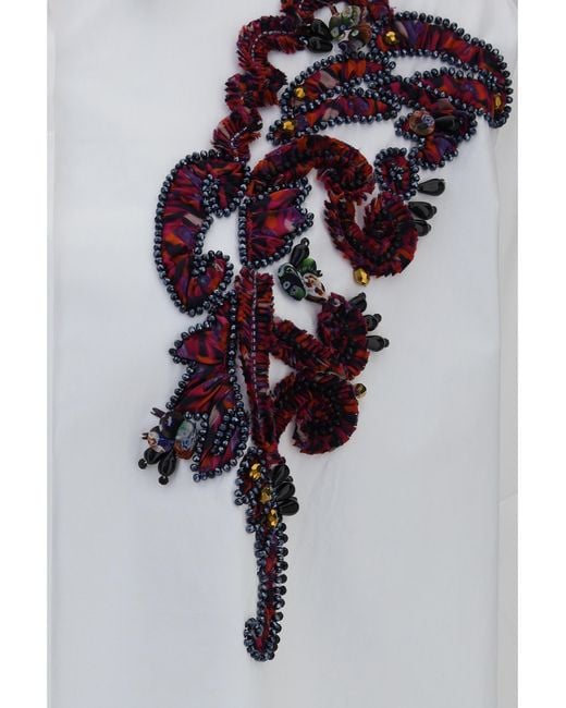 Dries Van Noten White Shirt Beaded Detail Cotton