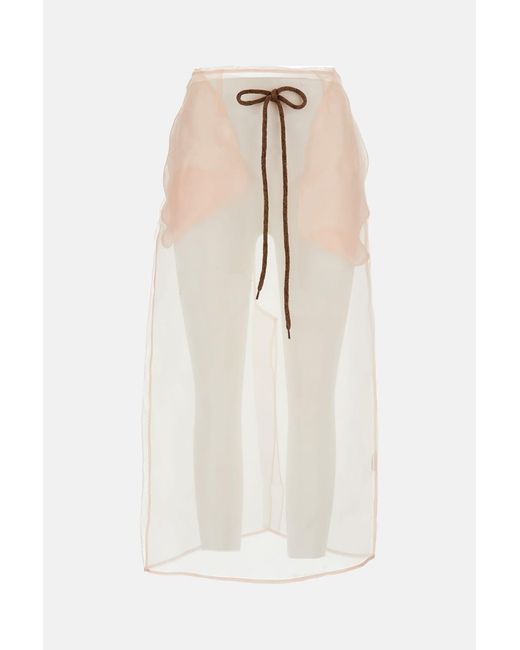 Simone Rocha White Sheer Column Midi Skirt