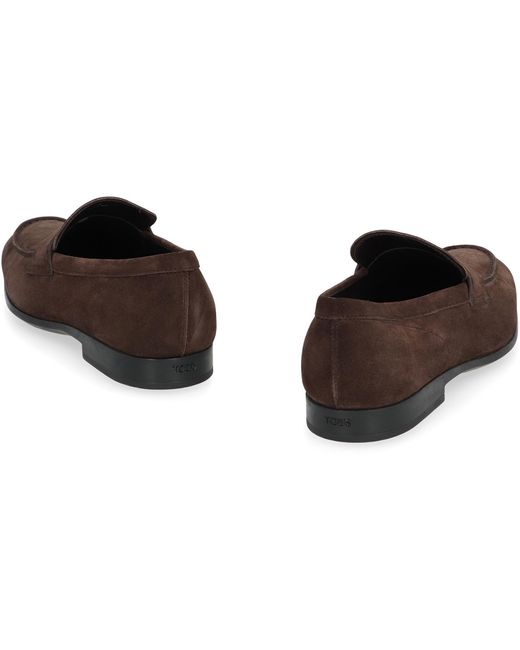 Tod's Brown Suede Loafers Calf for men