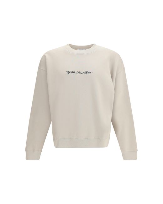 Off-White c/o Virgil Abloh White Script Arrow Crewneck Sweatshirt Cotton Sweatshirts for men
