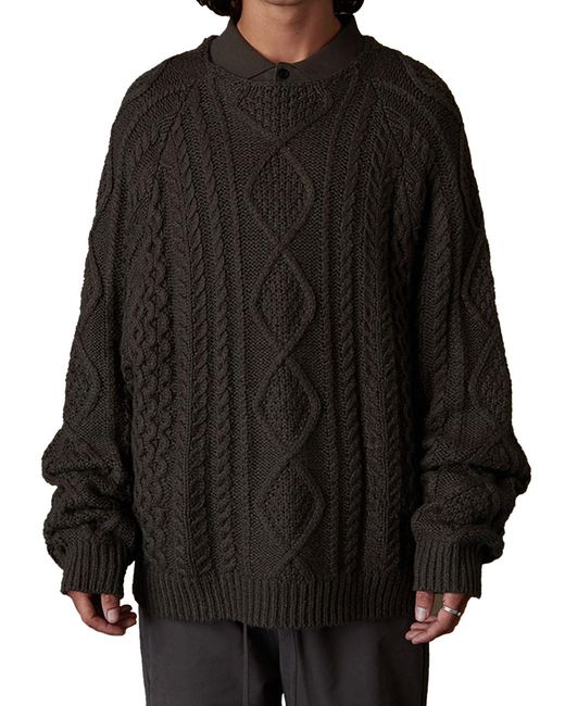 Fear Of God Black Essentials Cable Knit Sweater Clothing Knitwear for men