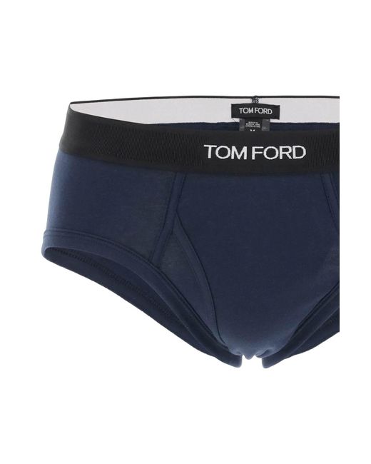 Tom Ford Blue Cotton Briefs With Logo Band for men