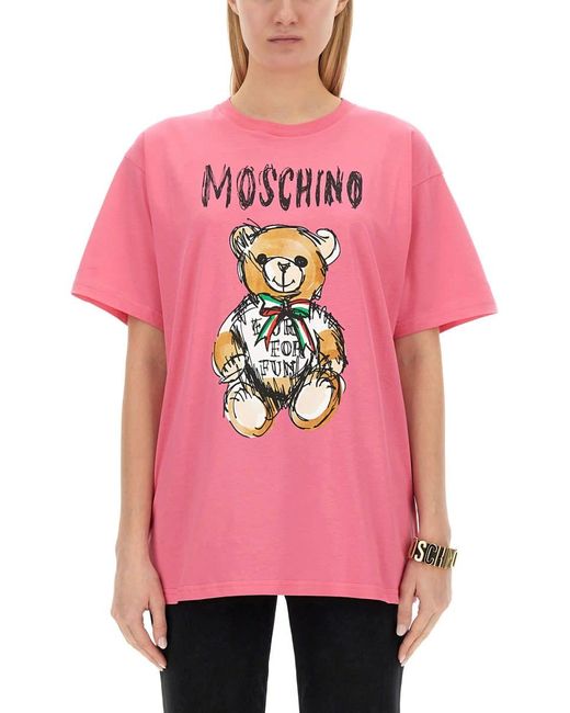 Moschino Pink Teddy Print T-Shirt