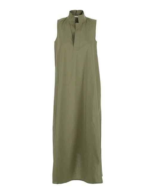 JC Sophie Green Long Dress Liz With V-Neck And Sleeves