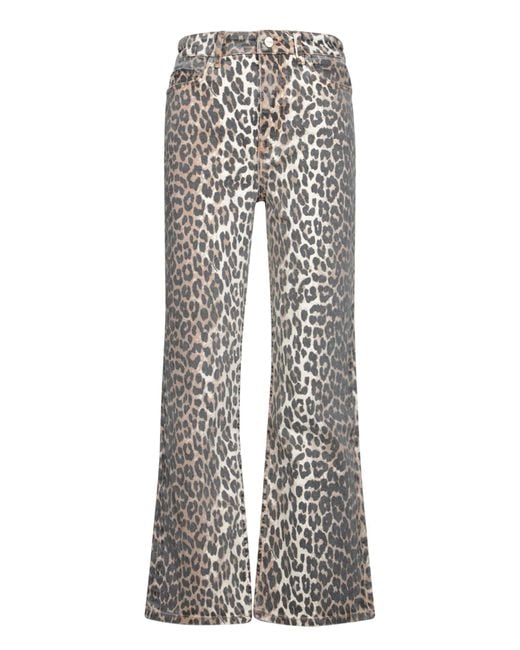 Ganni Gray Leopard Print Cropped Jeans