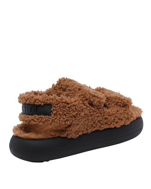 Moon Boot Brown Sandals Shearling/Rubber Sole