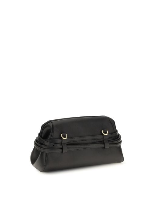 Moschino Black Clutch With Belt Detail Goatskin (Hircus Goatskin) Shoulder Bags